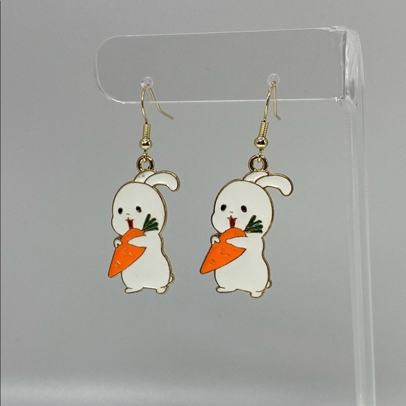 Bunny with carrot gold enamel earrings 🐰 🥕 - Picture 5 of 5
